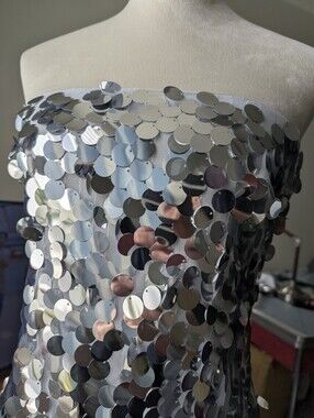 Sequin Let's Adventure Mini Dress in Iridescent Silver NWT